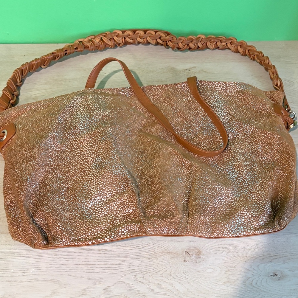 Large Katherine Kwei brown sparkling tote